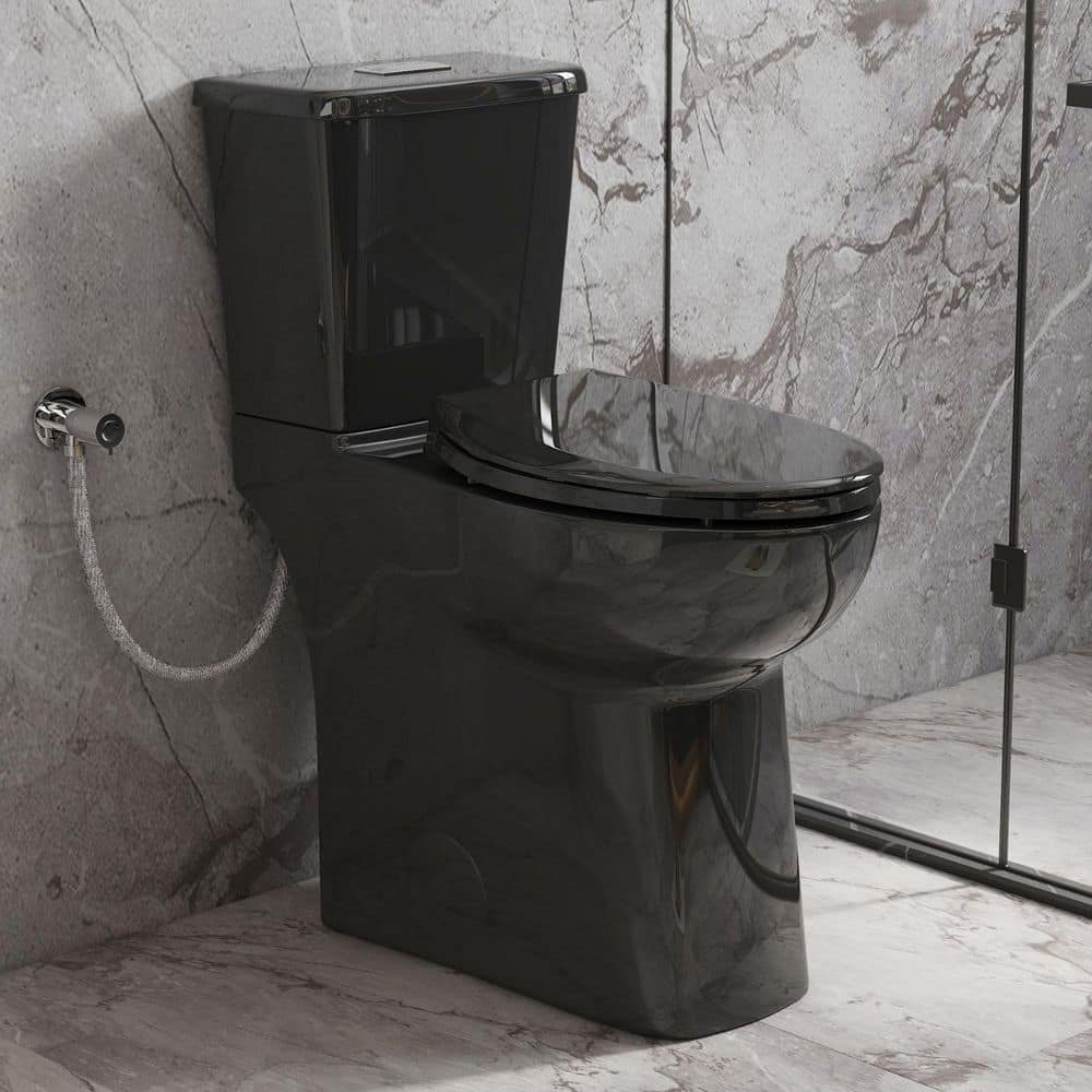 Los Flexi 21 in. Tall Toilet, Black Two-Piece High Toilet, Skirted
