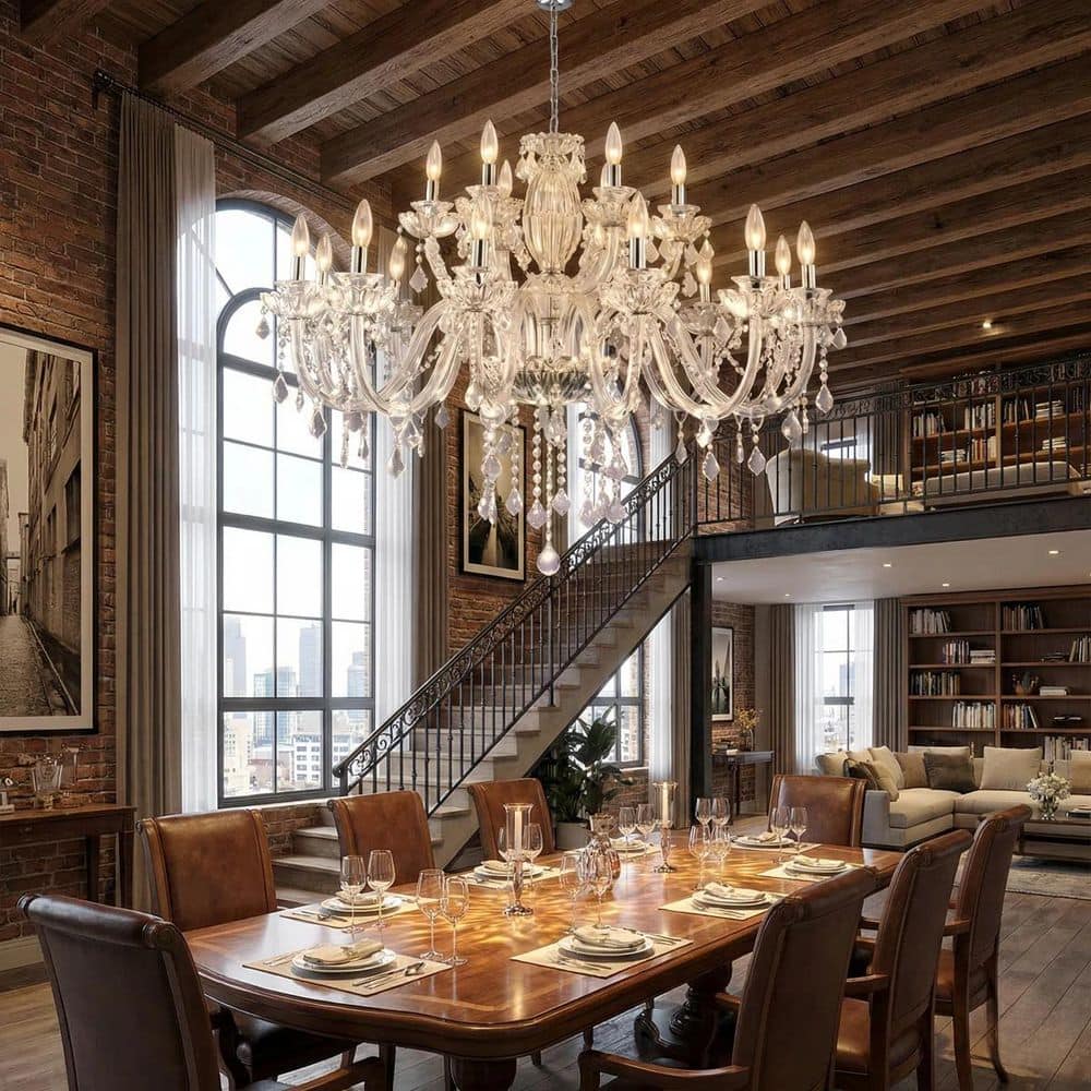 Maxax Atlanta 18-Light 40.1 in. Clear Crystal Traditional Candle