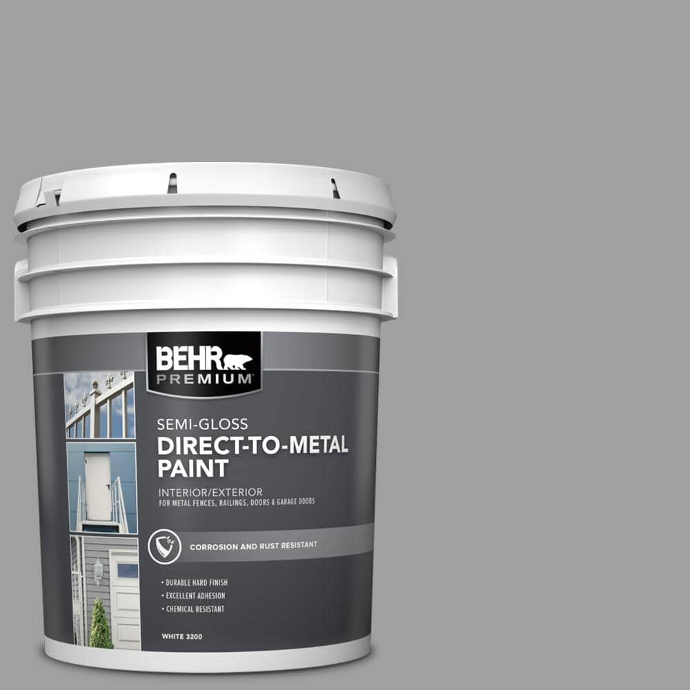 BEHR PREMIUM 5 gal. #PPU26-06 Elemental Gray Semi-Gloss Direct to Metal ...