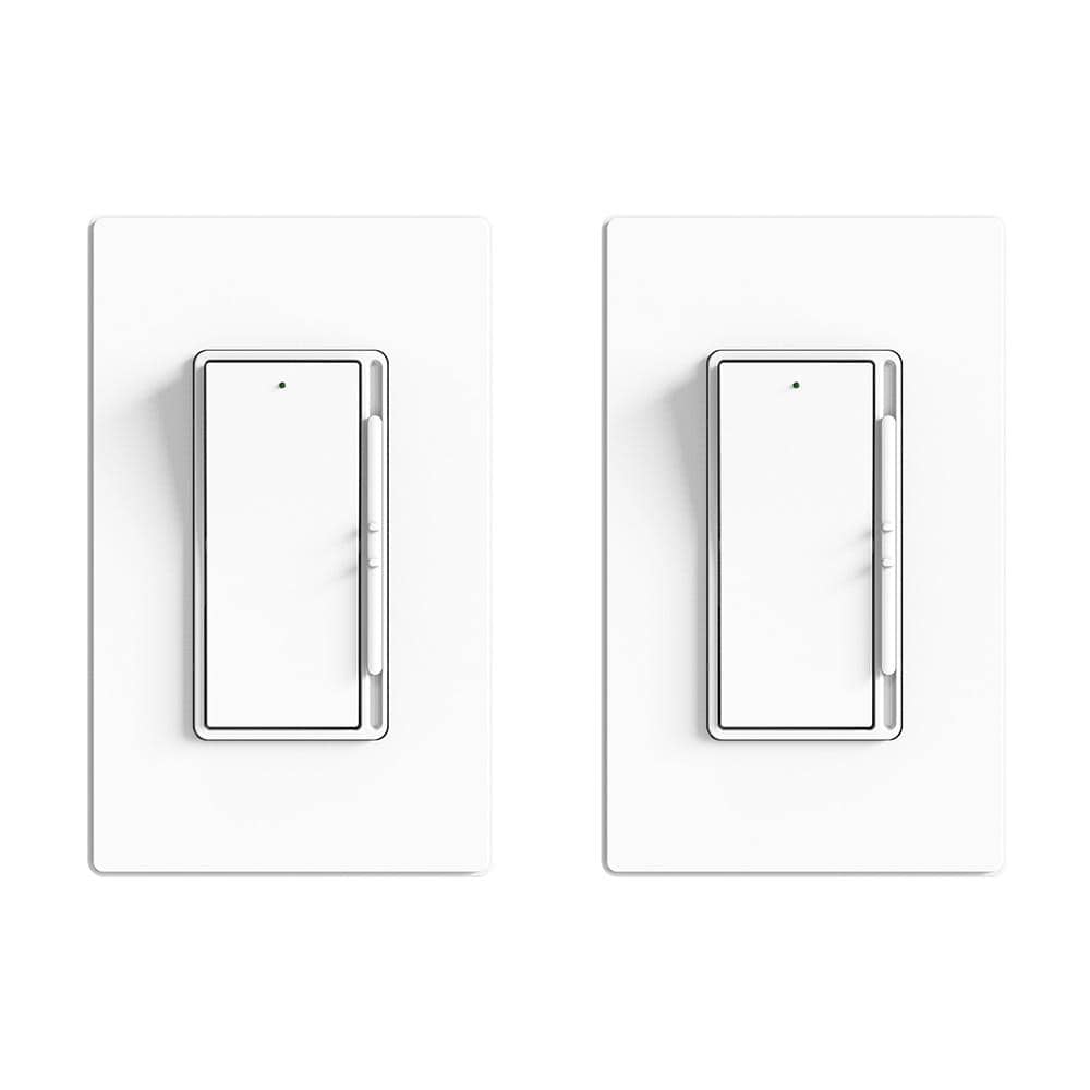 ELEGRP Slide Dimmer Switch for Dimmable LED ,CFL,Incandescent Bulbs ,Single  Pole/ 3-Way, Wall Plate Included, White (2-Pack) DM19-WH2 The Home Depot