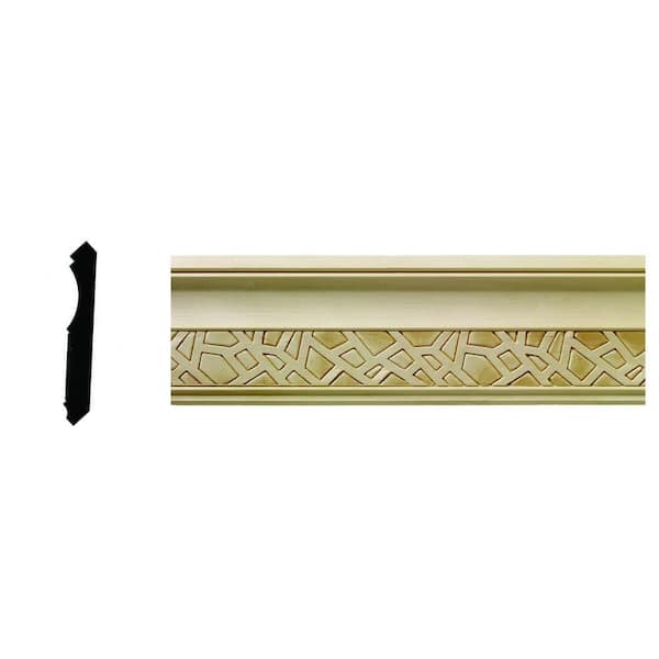 Ornamental Mouldings 1/2 in. x 3-21/32 in. x 144 in. Hardwood White Unfinished Finger-Joint Cracked Ice Crown Moulding