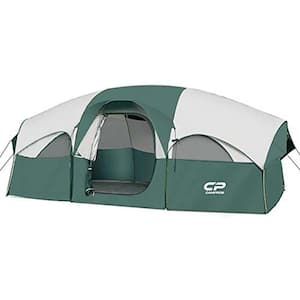 14 x 9 ft. 8 Person Dome Tents for Camping,Waterproof Windproof Backpacking Tent with 5 Large Mesh Windows in Dark Green