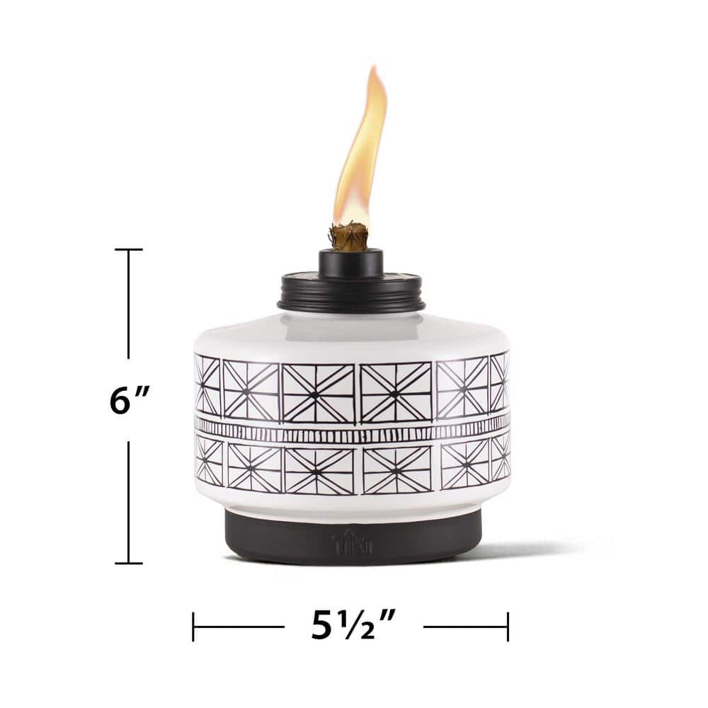 Black and White Geometric Glass Table Torches, Set of 2