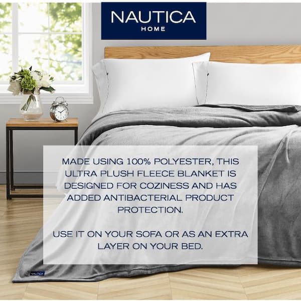 Nautica Ultra Plush Gray Solid Twin Woven Blanket USHSEE1106040