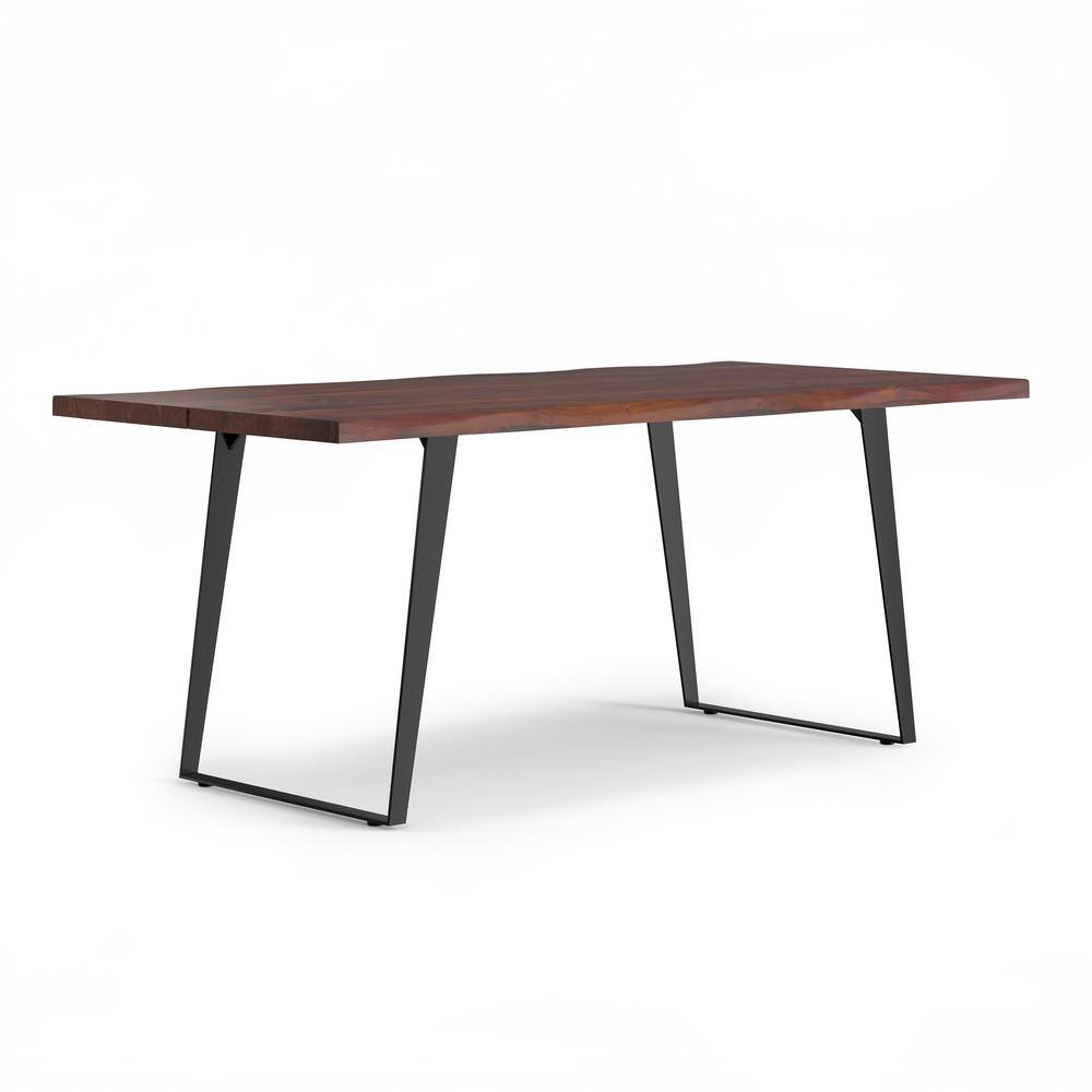 Delta Modern Industrial Dark Walnut Wood 72 in. Rectangle 4 Legs Dining Table, Seats 8