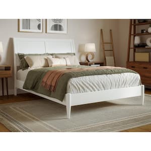 Valencia White Solid Wood Frame Full Low Profile Platform Bed