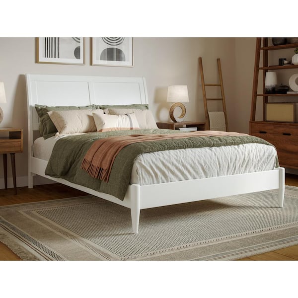 AFI Valencia White Solid Wood Frame Full Low Profile Platform Bed