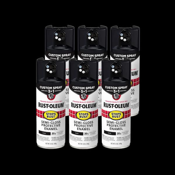 Rust-Oleum Stops Rust 12 oz. Custom Spray 5-in-1 Semi-Gloss Black Spray Paint (Case of 6)
