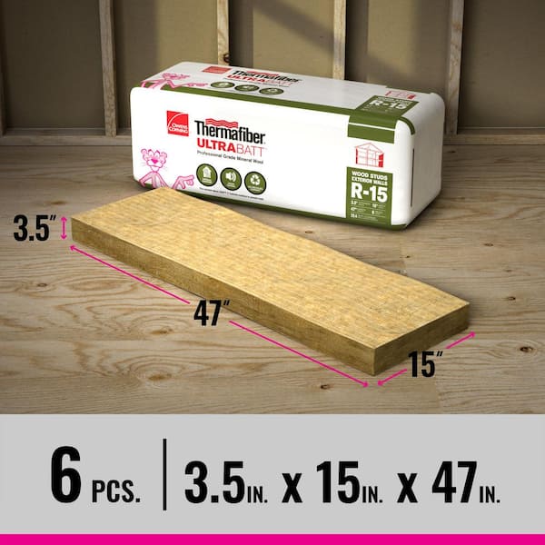 Owens Corning 15 in. x 47 in. R21 Thermafiber Fire and Sound Guard Plus  Mineral Wool Insulation Batt 1196589 - The Home Depot