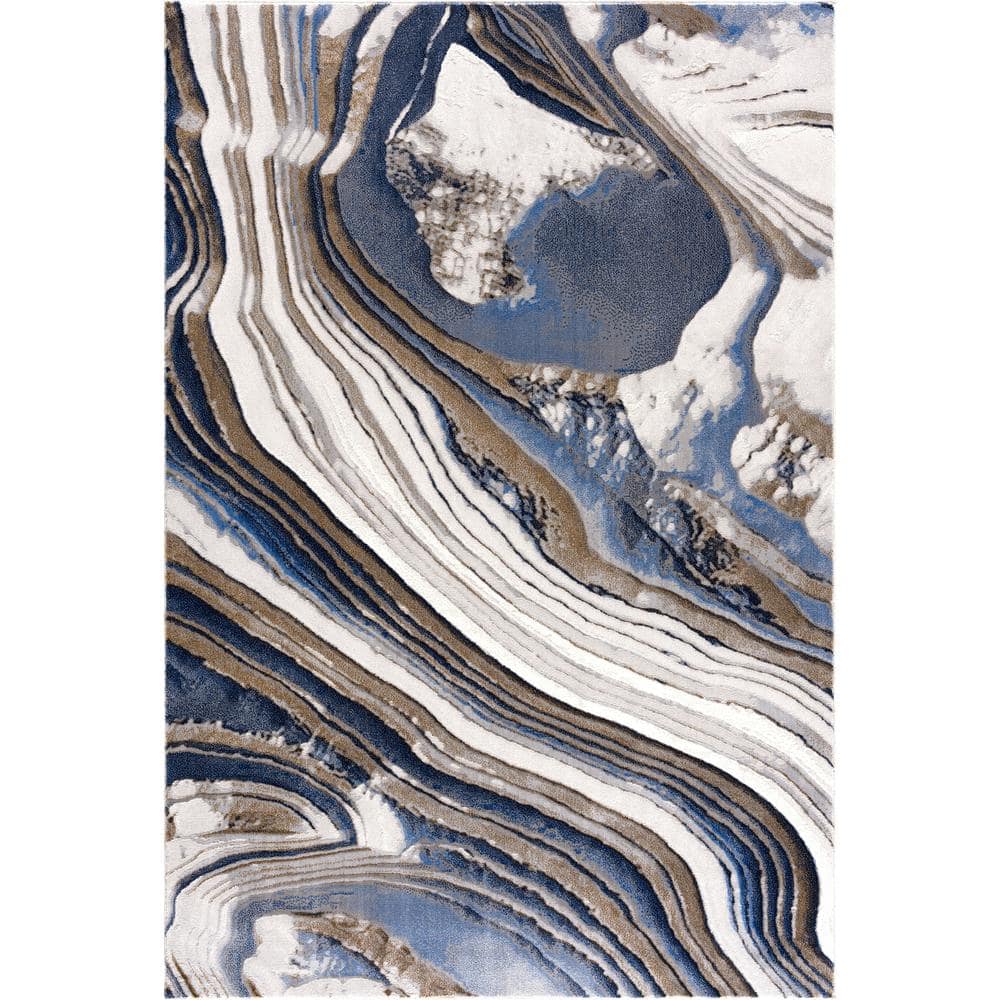 Regal Grey/Blue Gold 4 ft. x 6 ft. Topography Inspired Area Rug