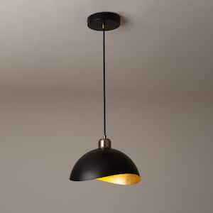 100-Watt 1 Matte Black Bowl Mini Pendant-Light With Metal Shade And No Bulbs Included