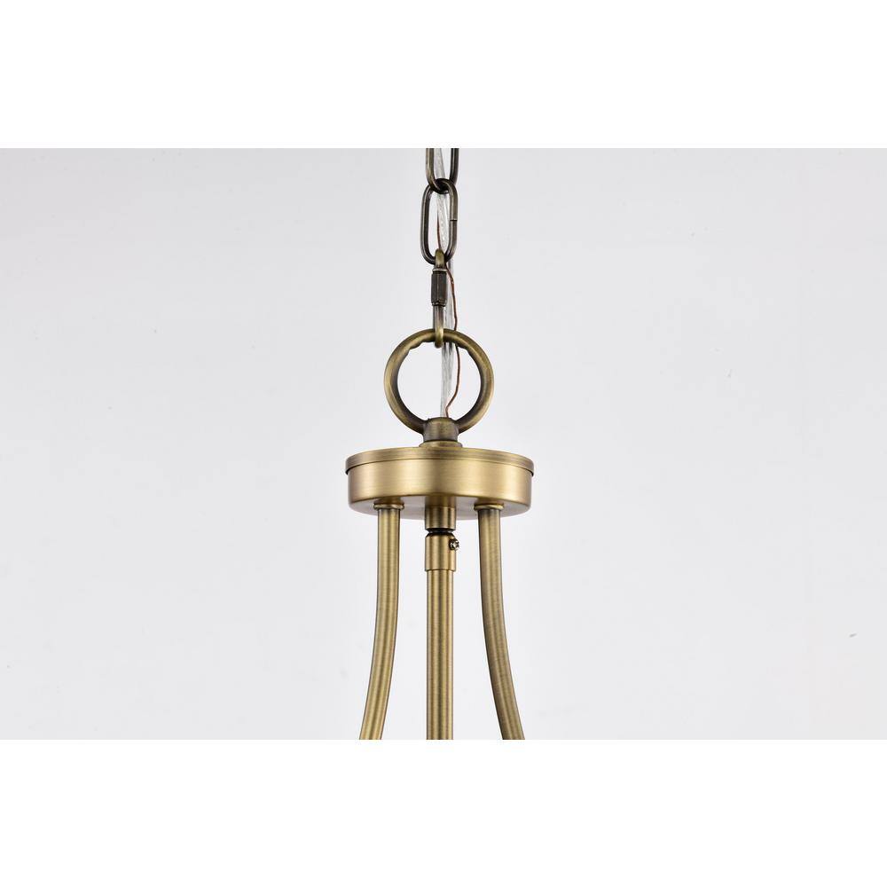 Amado 3-Light 14" Vintage Brass and Clear Glass Pendant