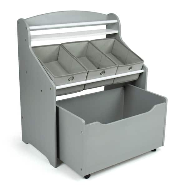 Photo 1 of Camden 3-in-1 Grey Toy Organizer with Rollout Trunk Toy Chest 30 in. H x 25 in. W x 15 in. D