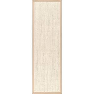 Maryjo Bordered Sisal Jute Beige 3 ft. x 8 ft. Runner