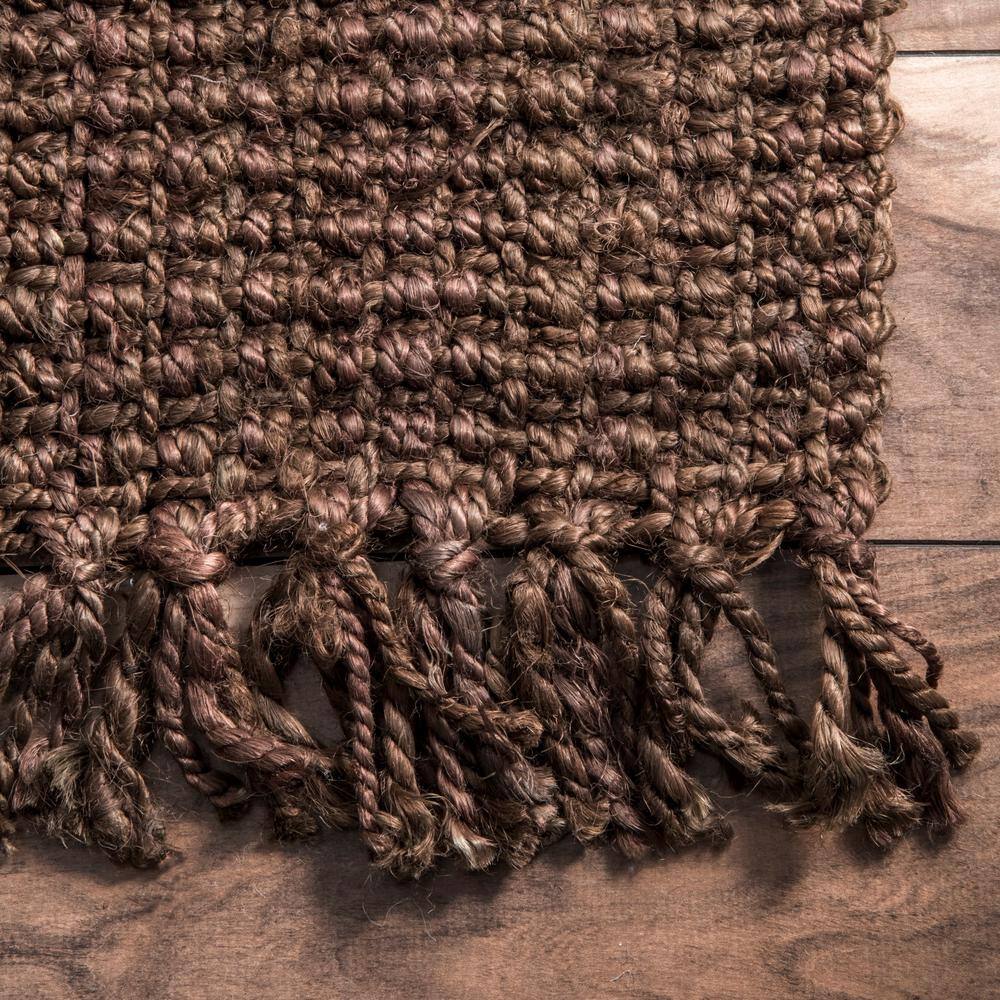 Artisanal Handwoven Chocolate Brown Jute 6' x 9' Area Rug