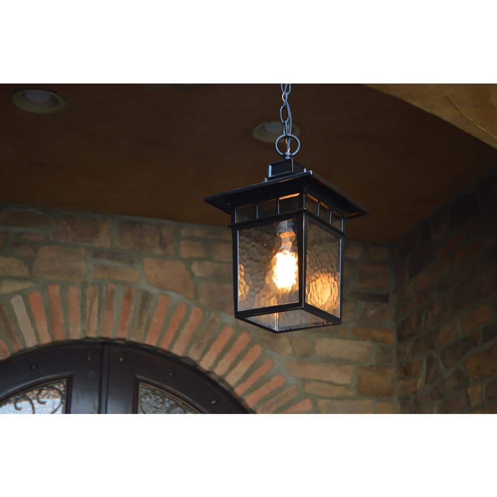 Cullen Black Bronze Outdoor Hanging Lantern with Clear Glass