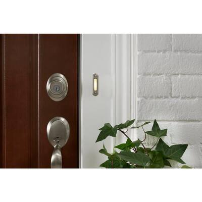Wired Lighted Door Bell Push Button, Brushed Nickel