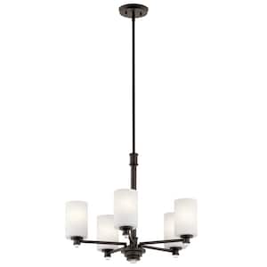 Joelson 24 in. 5-Light Olde Bronze Transitional Shaded Cylinder Chandelier for Dining Room