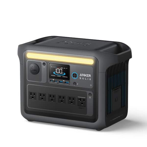 Anker 1800W Output/2400W Peak SOLIX C1000 X Black Push Button Start LFP Battery Powered Generator for Home Backup,Outdoor Trip