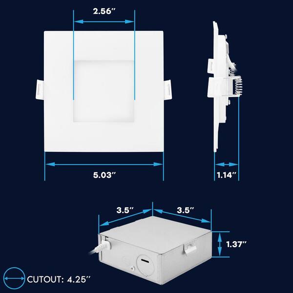 LUXRITE 4 in. Smart Square Integrated LED Recessed Light RGBW