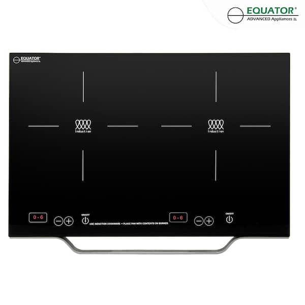 Equator 21 in. Electric Portable 2 Elements Dual Burners Induction Cooktop Smooth surface Top Aluminium Handle 110V in Black