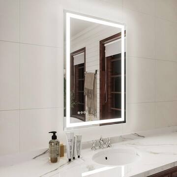 niveal Lumos 24 in. W x 36 in. H Rectangular Frameless LED Wall Bathroom Vanity Mirror in Silver LMV04-2436DF1