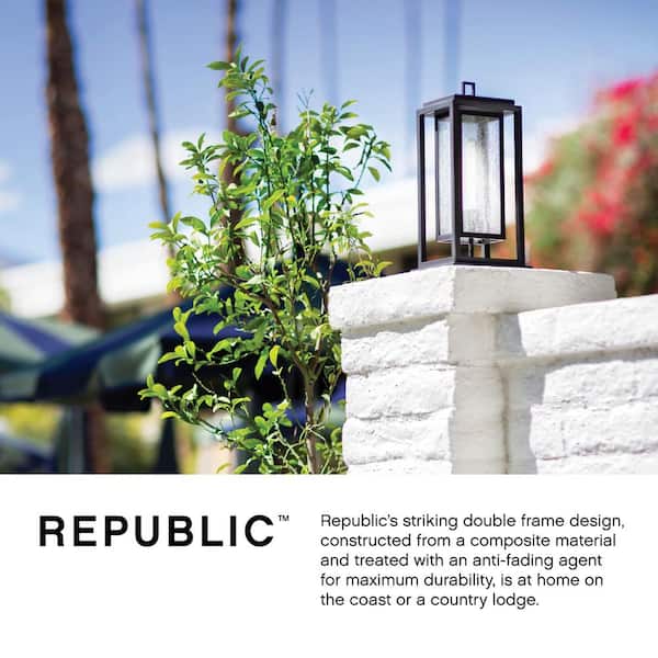 Republic 16.5 in. 1-Light Satin Nickel Low Voltage Outdoor Pier Mount Light