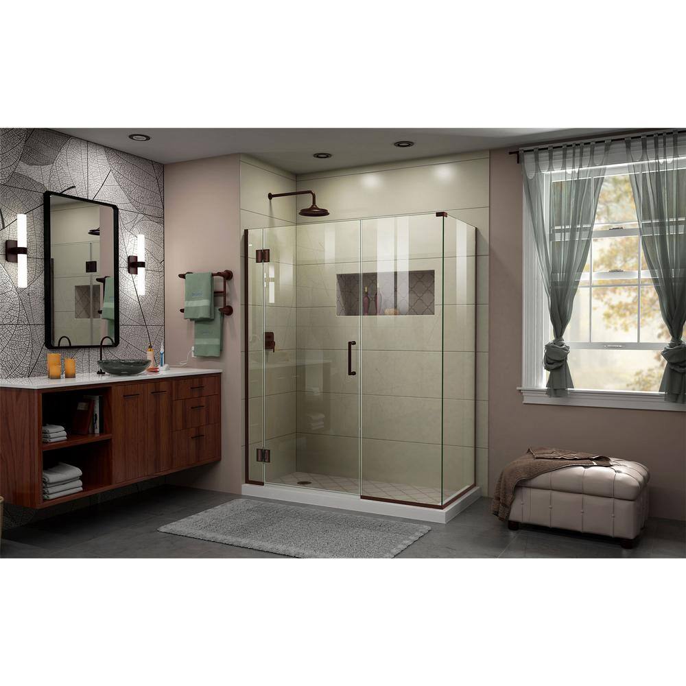 Unidoor-X 48" Frameless Clear Glass Shower Enclosure with Oil Rubbed Bronze Hardware