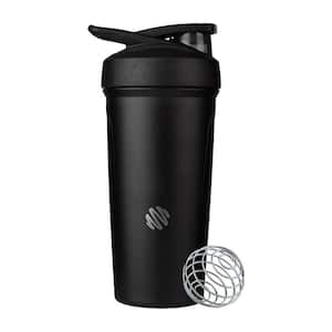 24 oz. Black Stainless Steel Water Bottles with Leak Proof Lid and Whisk for Smoothies and Cocktails (1-Pack)