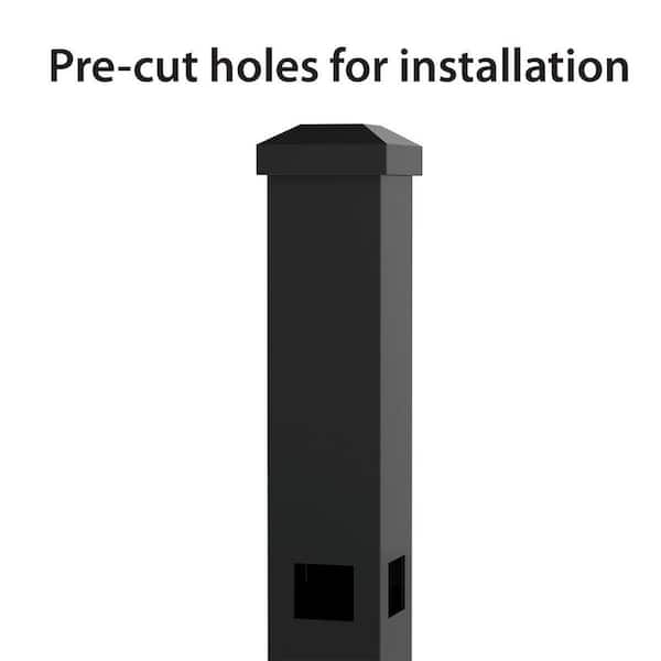 FORGERIGHT 84 in. x 5 ft. Osprey Black Aluminum Fence Corner Post with Flat Cap