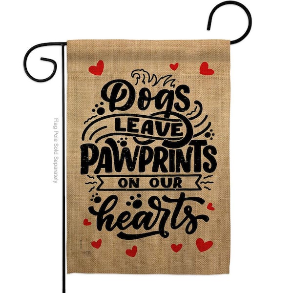 13 in. x 18.5 in. Dogs Leave Pawprints Garden Flag Double-Sided Readable Both Sides Animals Dog Decorative