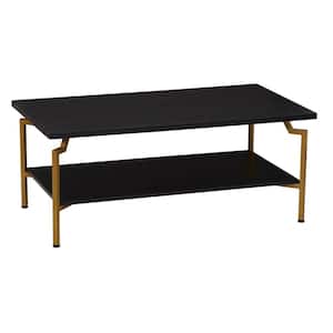 43 in. Rectangle Crown Modern Wood Coffee Table in Black Oak, Particle Board
