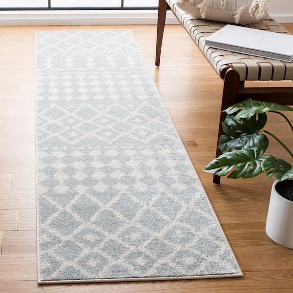 Mercer 2 ft. x 8 ft. Light Gray/Cream Striped Trellis Runner Rug