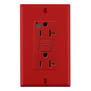 20 Amp Self-Test SmartlockPro Hospital Grade Extra Heavy Duty GFCI Outlet, Red