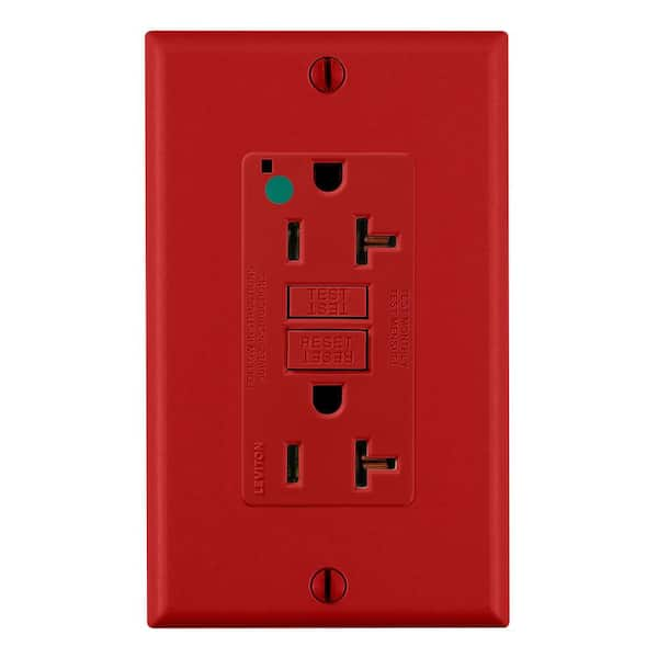 20 Amp Self-Test SmartlockPro Hospital Grade Extra Heavy Duty GFCI Outlet, Red GFNT2-HGR