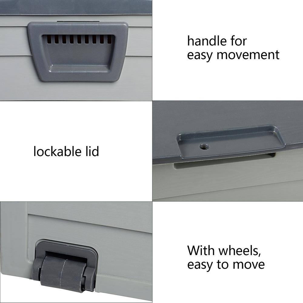 Gray 75 Gallon Lockable Plastic Deck Box with Wheels