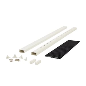 BRIO 42 in. x 72 in. (Actual: 42 in. x 70 in.) White PVC Composite Line Railing Kit w/Round Aluminum Black Balusters