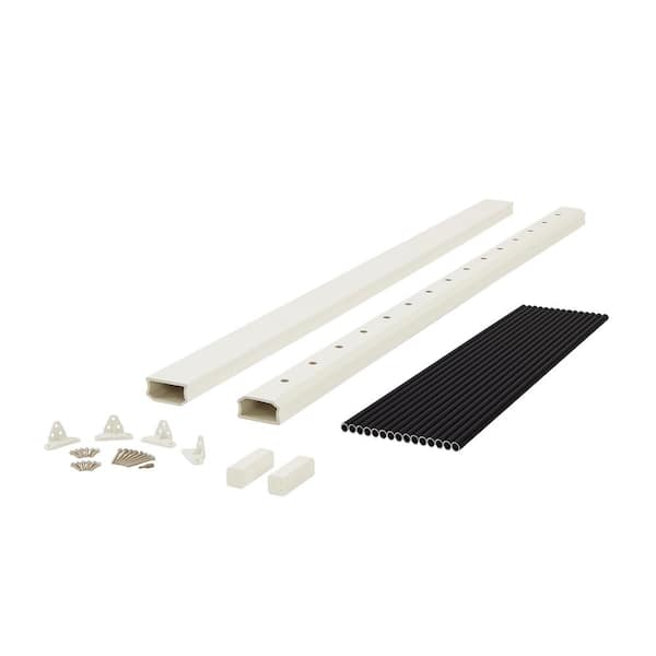 Fiberon BRIO 42 in. x 72 in. (Actual: 42 in. x 70 in.) White PVC Composite Line Railing Kit w/Round Aluminum Black Balusters
