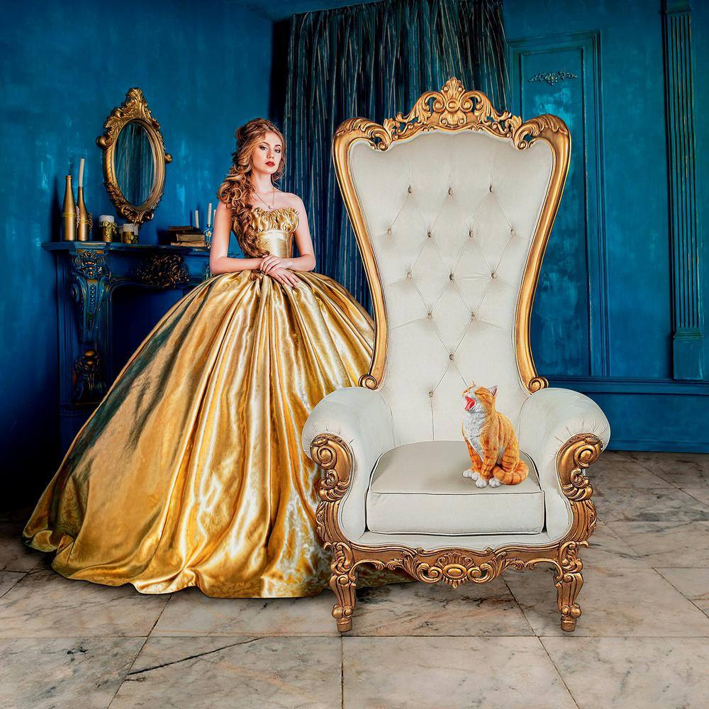 Regal Baroque Velvet and Mahogany Handcrafted Accent Chair