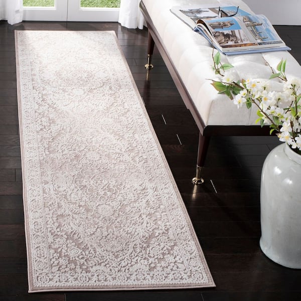 Reflection 2 ft. x 14 ft. Beige/Cream Medallion Runner Rug