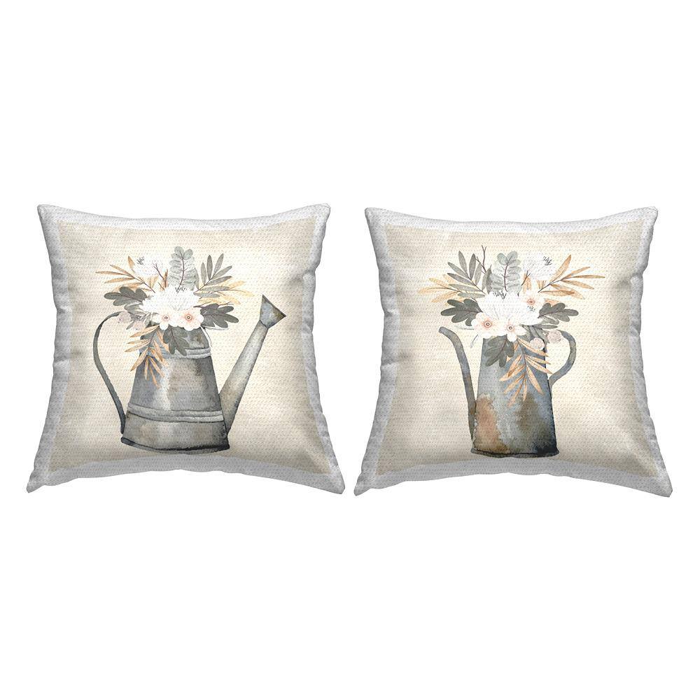 Country Flower Bouquet Tins Beige Square Outdoor Throw Pillow 2-Pack price history on PriceWatchPro