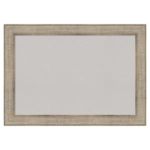 Trellis Silver Wood Framed Grey Corkboard 42 in. x 30 in. Bulletin Board Memo Board