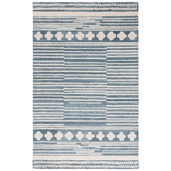 SAFAVIEH Abstract 5 ft. x 8 ft. Gray/Ivory Striped Aztec Area Rug