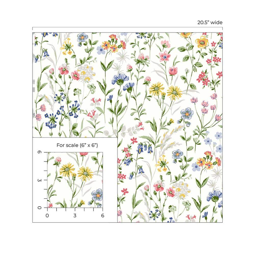 Multicolored Floral Botanical Spring Wallpaper Roll