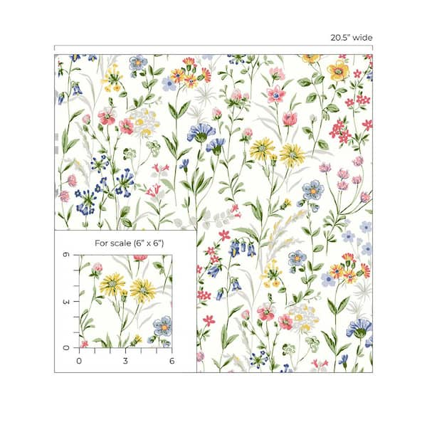 NextWall 30.75 sq. ft. Charcoal and Bluestone Wildflowers Vinyl Peel and  Stick Wallpaper Roll NW41900 - The Home Depot