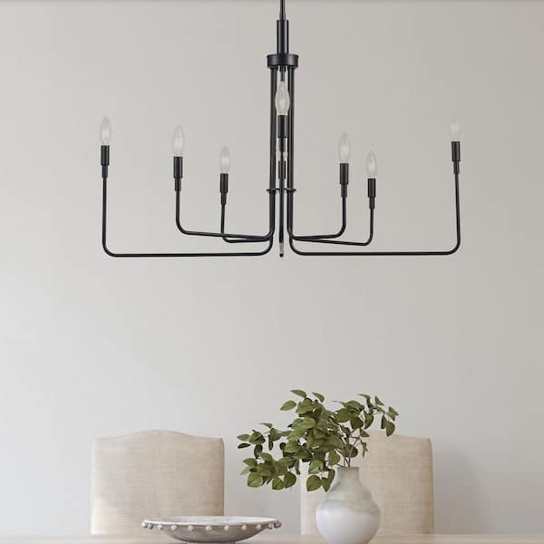 Charlotte 8-Light Black Candle Chandelier Light Fixture