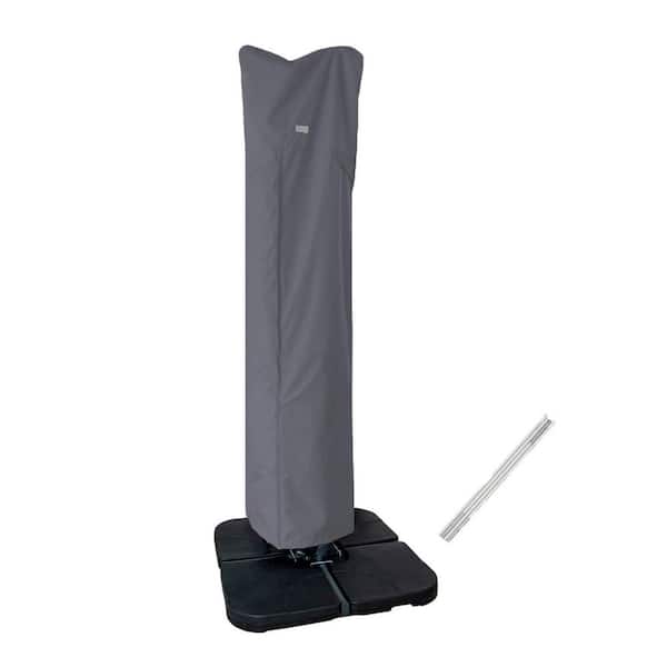 Angel Sar Dark Gray Outdoor Umbrella Cover with Zipper and Rod for 9 ft. to 13 ft. Curved Cantilever and Straight Pole Umbrella