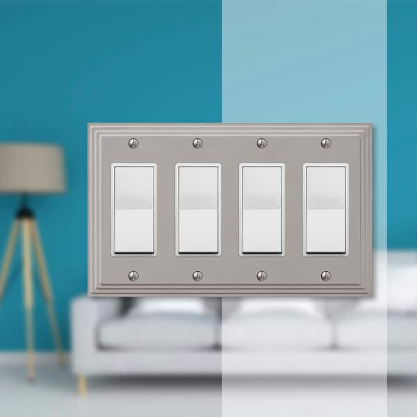 Tiered 4 Gang Rocker Metal Wall Plate - Satin Nickel