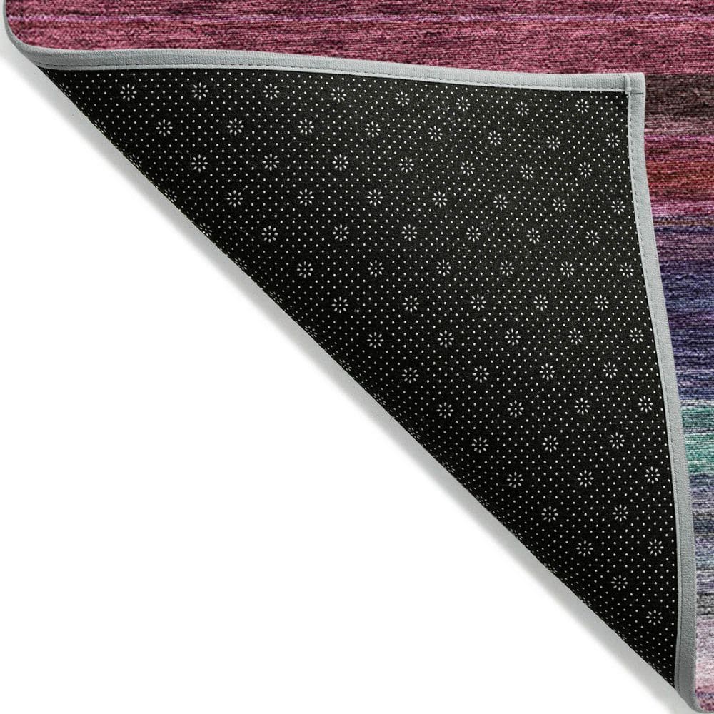 Lavender Multi-Stripe Flat Woven Synthetic Indoor/Outdoor Rug 5' x 7'