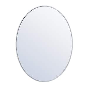 Timeless Home 40 in. W x 30 in. H x Contemporary Metal Framed Oval Silver Mirror